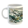 thumbnail image 2 of Ambesonne Eucalyptus Leaves Ceramic Coffee Mug, Waves and Leafs, 11 oz, Dark Sea Green Grey Teal, 2 of 4