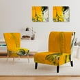 thumbnail image 3 of Designart "White And Yellow Marbled Acrylic With A Cloud Of Black" Upholstered Modern Accent Chair - Arm Chair, 3 of 5