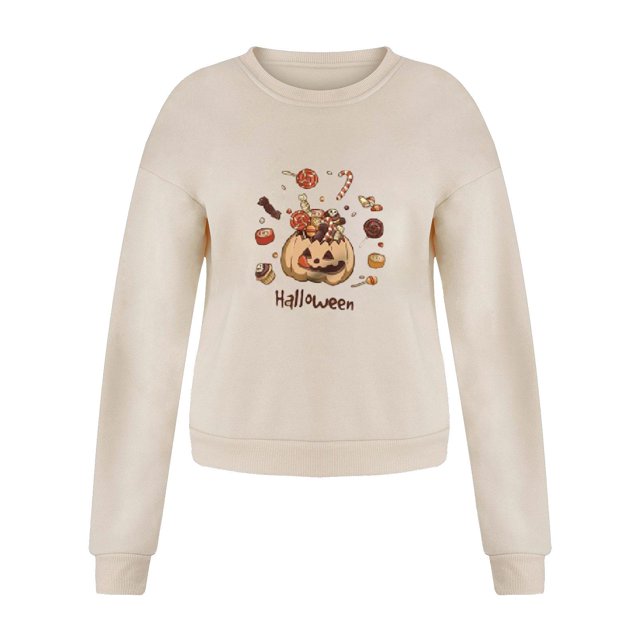 de dibujos animados caída de halloween sudaderas suéteres moda fácil camisas camisas de manga larga con capucha con capucha para mujer un - Calabaza Piruleta Calabaza L Yinane Sudaderas de mujer
