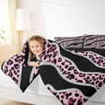 thumbnail image 4 of Homewish Modern Leopard Print Full Size Comforter Sets for Female, Fashion Lines Stripes Bedding Comforter Set, Black Pink Abstract Ombre Reversible Bedding Sets, Luxury Bedroom Decor, 3 Pieces, 4 of 8