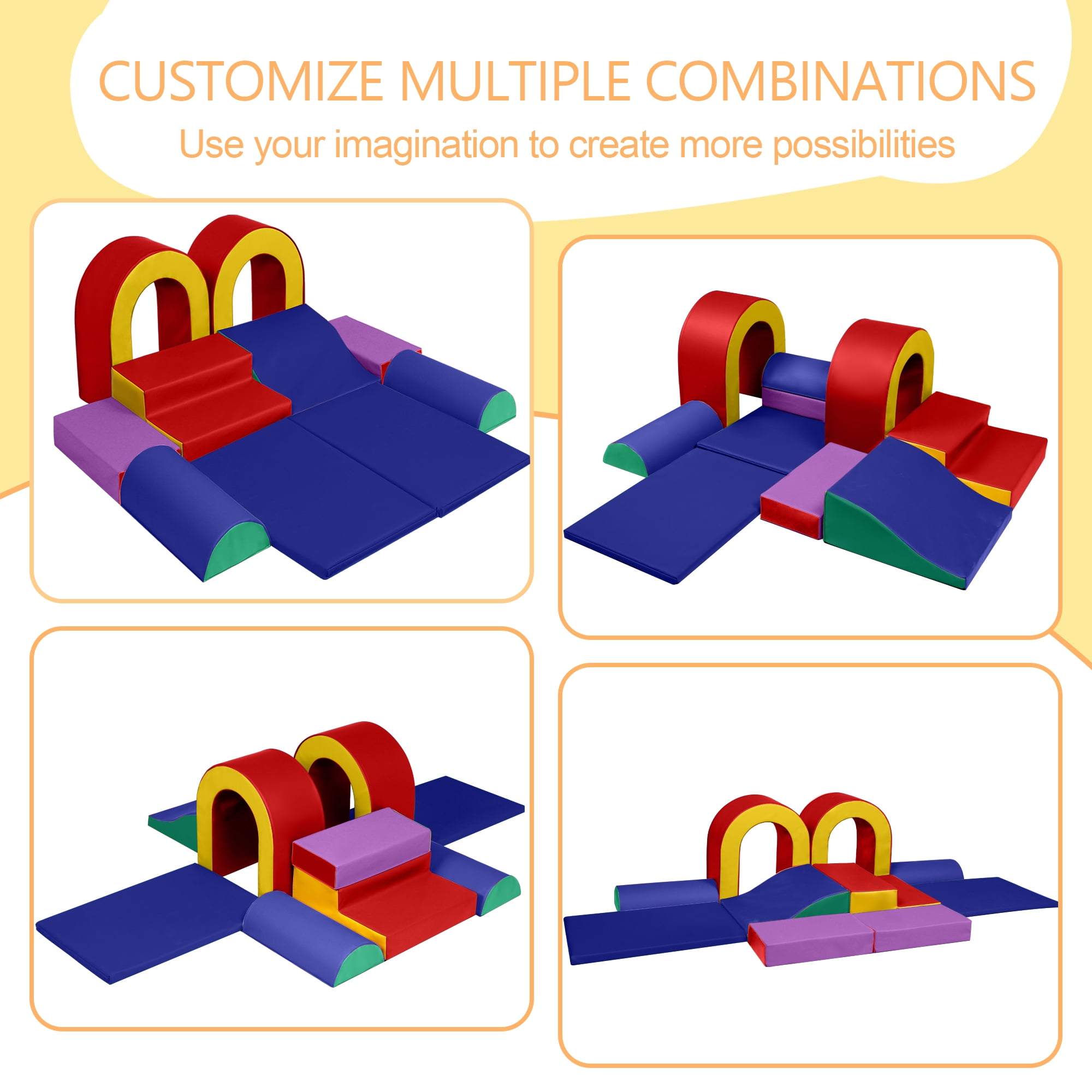 LINLUX 10PCS Toddler Climbing Foam Block, Soft Foam Building Blocks for Kids, Baby Climbing Toys