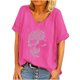 thumbnail image 2 of Pntutb mujeres verano moda manga corta cuello en V impresión Casual blusa camiseta tops Pntutb Pntutb-6577, 2 of 9