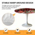 thumbnail image 2 of Elastic Fitted Round Tablecloth, Cardinal Bird Waterproof Stretch Table Cover for 36"-44" Tables, Poinsettia Pine Cones Berry Flowers Red Plaid Washable Outdoor Tablecloths for Patio, Picnic, Camping, 2 of 9
