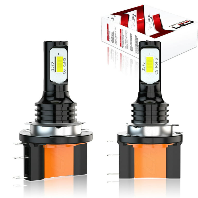 2x Xenon White H15 LED High Beam Headlight Lamp DRL 