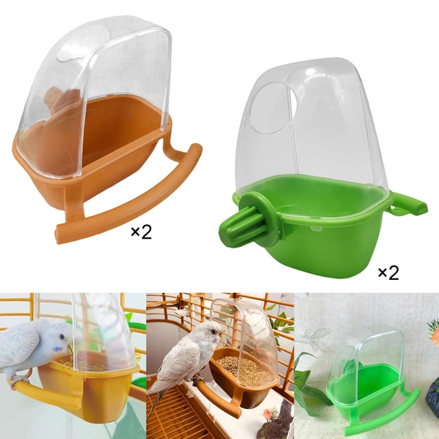 4 piezas de comedero para jaula de pájaros, alimentación de loros, cuenco de riego, accesorios de jaula, dispensador de agua colgante para ardillas, , animales pequeños Amarillo y verde Salvador Dali Comedero para pájaros