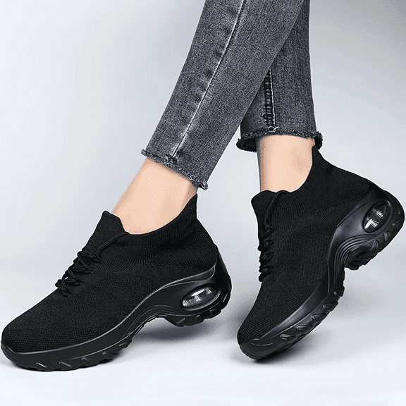 Women's Walking Shoes Sock Sneakers - Mesh Air Cushion Lady Girls Modern Jazz Dance Easy Shoes Platform Loafers
