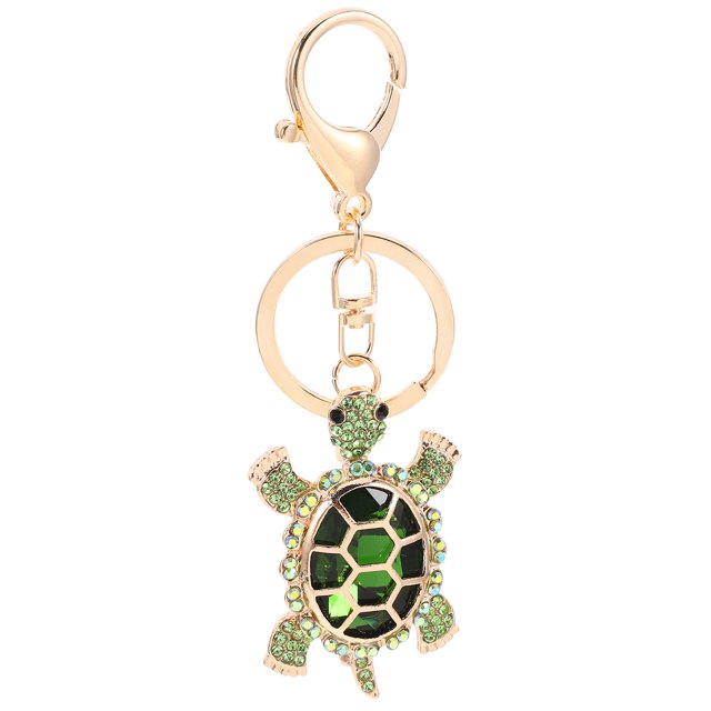 GOOHOCHY Llavero de tortuga con diamantes de imitación, colgante para mochila, adorno colgante de tortuga para bolso o monedero