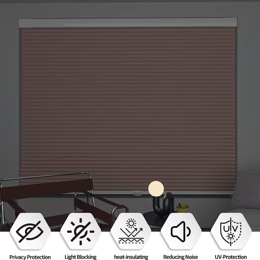 Myshade No Drill Blackout Shades Tension Cordless Cellular Blinds for Indoor Windows No Tools Window Blinds & Shades