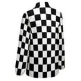 thumbnail image 5 of Black Checkerboard Blouse Classic Black and White Checker Office Print Blouses Women Autumn Oversize Long Sleeve Casual Shirts, 5 of 7