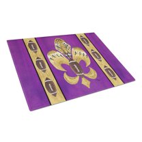 Tiger Football Fleur de lis Glass Cutting Board Large
