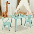 thumbnail image 3 of Gymax 3 Pcs Kids Dining Set Square Table & 2 Tolix Armchairs Play Learn Activity Home, 3 of 10