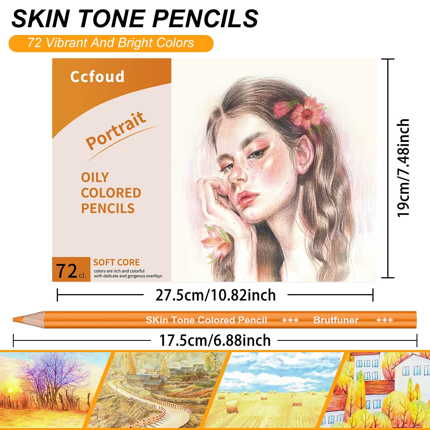 72 Skin Tone Colored Pencils Set,Professional Artist Grade Soft Core for Portrait Drawing, Blending & Shading, Rich Pigments for Realistic Human Tones