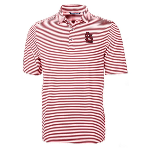Men's Cutter & Buck Red St. Louis Cardinals Virtue Eco Pique Stripe Recycled Polo