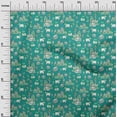 thumbnail image 3 of oneOone Cotton Poplin Teal Green Fabric Kalamkari Traditional Sewing Fabric By The Yard Printed Diy Clothing Sewing Supplies 42 Inch Wide, 3 of 5