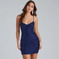 thumbnail image 2 of IDOPIP Women's Sparkly Sequins Bodycon Mini Dress Spaghetti Straps Floral Glitter Party Dress, 2 of 7