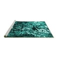thumbnail image 2 of Ahgly Company Machine Washable Indoor Square Oriental Turquoise Blue Industrial Area Rugs, 3' Square, 2 of 4