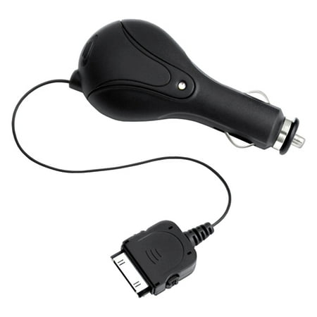 Emerge ETIPODCHGCB Retractable iPod Car Charger - Black