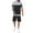 Black, variant on JLFKNG Fashion Men's 2Pcs Outfits Patchwork Color Short Sleeve T Shirts And Shorts With Elastic Waist Drawstring Breathable Casual Loose Fit Comfy Summer Clothes