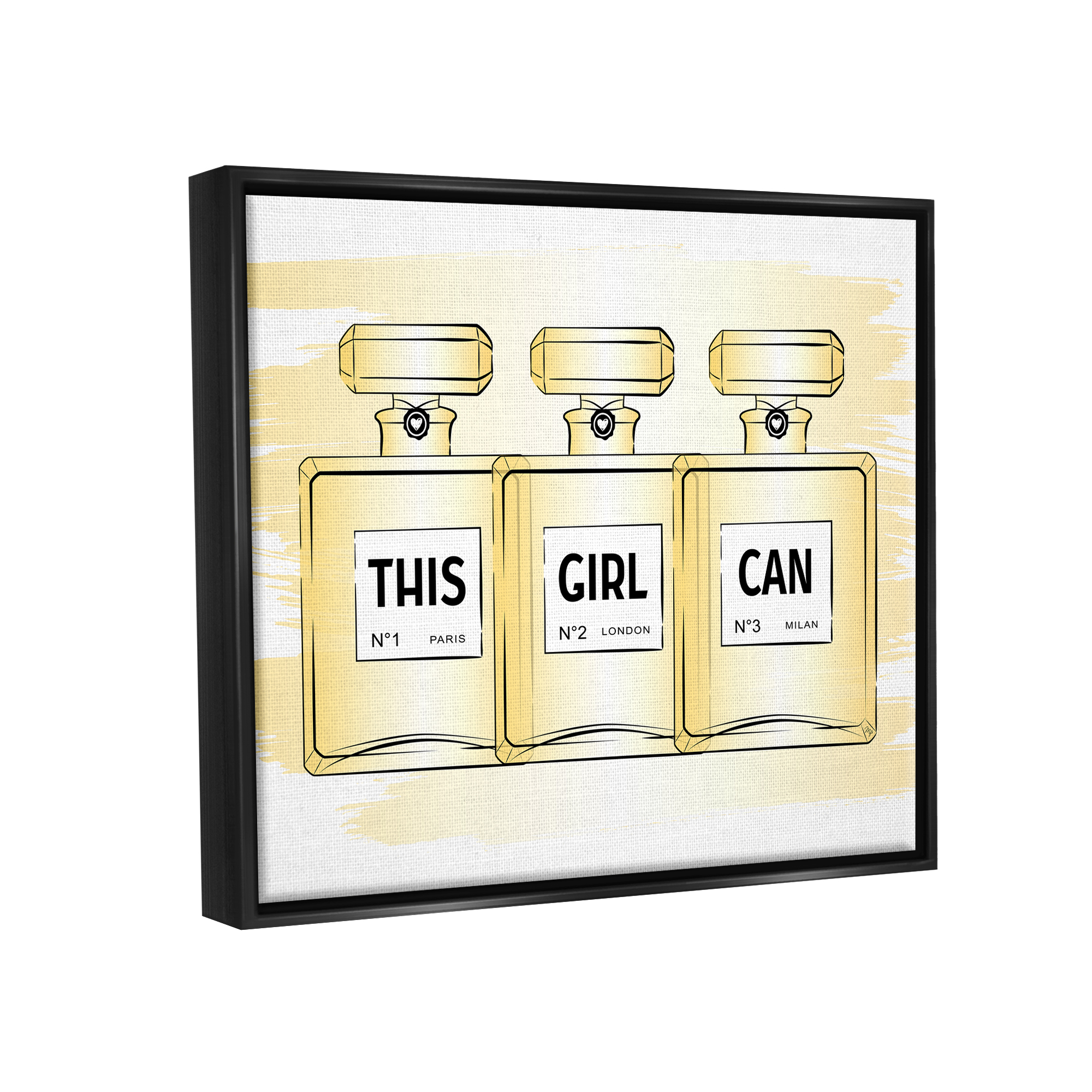 Stupell Industries This Girl Can Motivational Perfume Beauty & Fashion Painting Black Floater Framed Art Print Wall Art