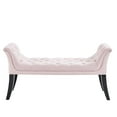 thumbnail image 3 of Contemporary Velvet & Solid Wood Bench in Blush Pink, 3 of 8
