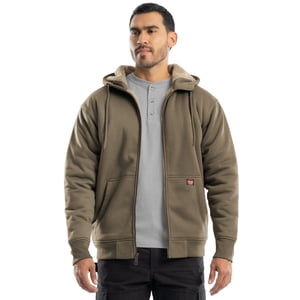 Wrangler Workwear Men's Quilted Zip-Up Fleece Hooded