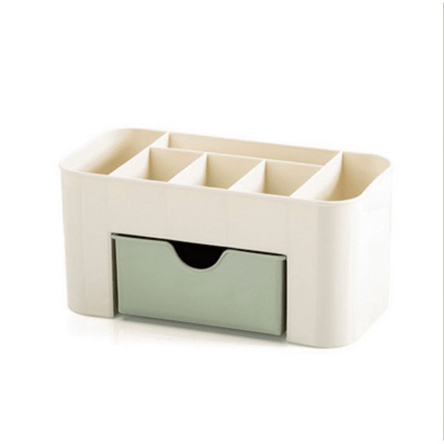 Caja de plástico para cosméticos, caja de almacenamiento para brochas de maquillaje, hisopo de algodón con cajón, color verde claro Sailing Electrónica