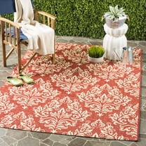Safavieh Courtyard Anna Damask Indoor/Outdoor Area Rug, Red/Creme, 8' x 11'