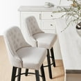 thumbnail image 3 of CHITA Upholstered Swivel Counter Bar Stool with Tufted Back Set of 2, Fabric in Cream, 3 of 12