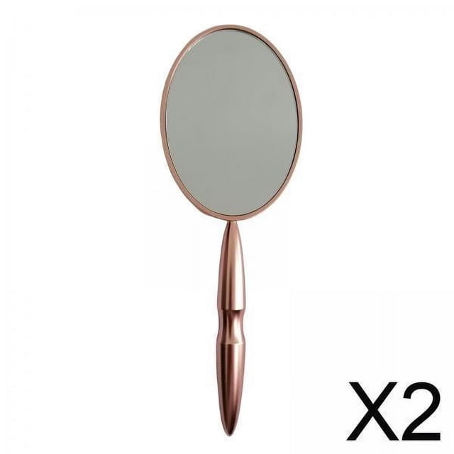2x Espejo De Mano Portátil DIY Espejos Traseros En Espejo De Maquillaje De Viaje Rosa