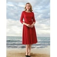 thumbnail image 3 of Cocktail Dresses for Women, Elegant Wedding Guest 3/4 Sleeves Formal Church Dress, Fall 2025, 3 of 13