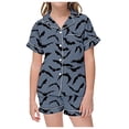 thumbnail image 3 of Tisuna Halloween Short Sleeve Pajamas Set For Kids Girls Bat Print Collared Tops And Shorts Pjs Set Loose Fit Casual Kids Halloween 2 Pieces Loungewear For Age 2-13 Years, 3 of 5
