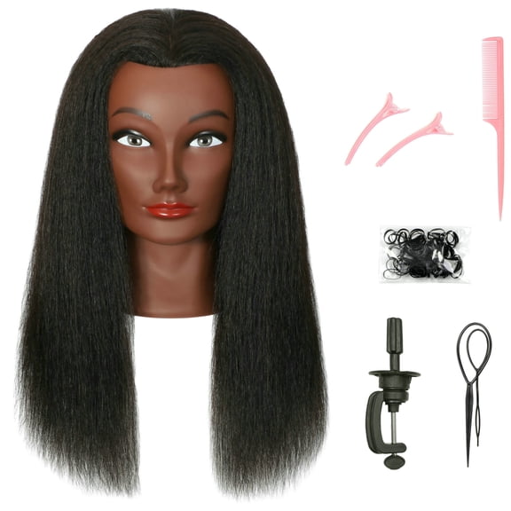 RYHAIR African American Mannequin Head 100% Human Hair for Practice Braiding Styling Cosmetology Barber Training with Stand