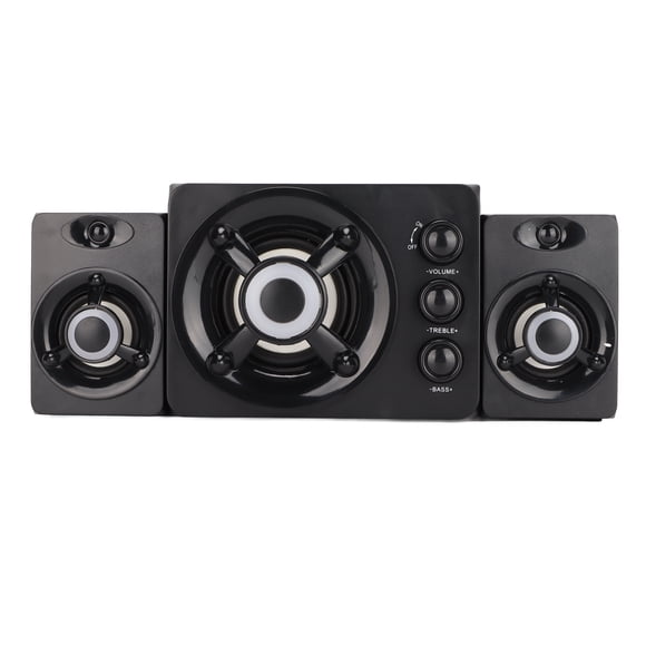 Wired Computer Speakers, 2.1 System Multimedia Speaker Mini Volume Control With RGB Light For PC For Gaming New Black