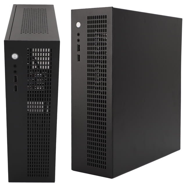 MATX PC Case, Cold Rolled Steel Plate USB2.0 Interface Small ITX Case Dual Cooling Fan for Gaming