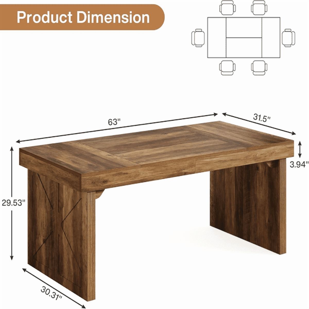 6ft Rectangular Conference Table - 62.99''L×31.49''W×29.52''H, Spacious Meeting Table for Team Collaboration - Modern Office & Meeting Rooms
