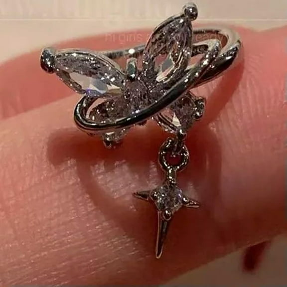 K-KED Minimalist Butterfly Crystal Silver Non-piercing Ear Bone Clips FashionEarring-Star