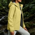 thumbnail image 4 of FRSASU Women's Softshell Hooded Jacket Full Zip Water Resistant Windproof Lightweight Outdoor Coat with Pockets Yellow, 4 of 9