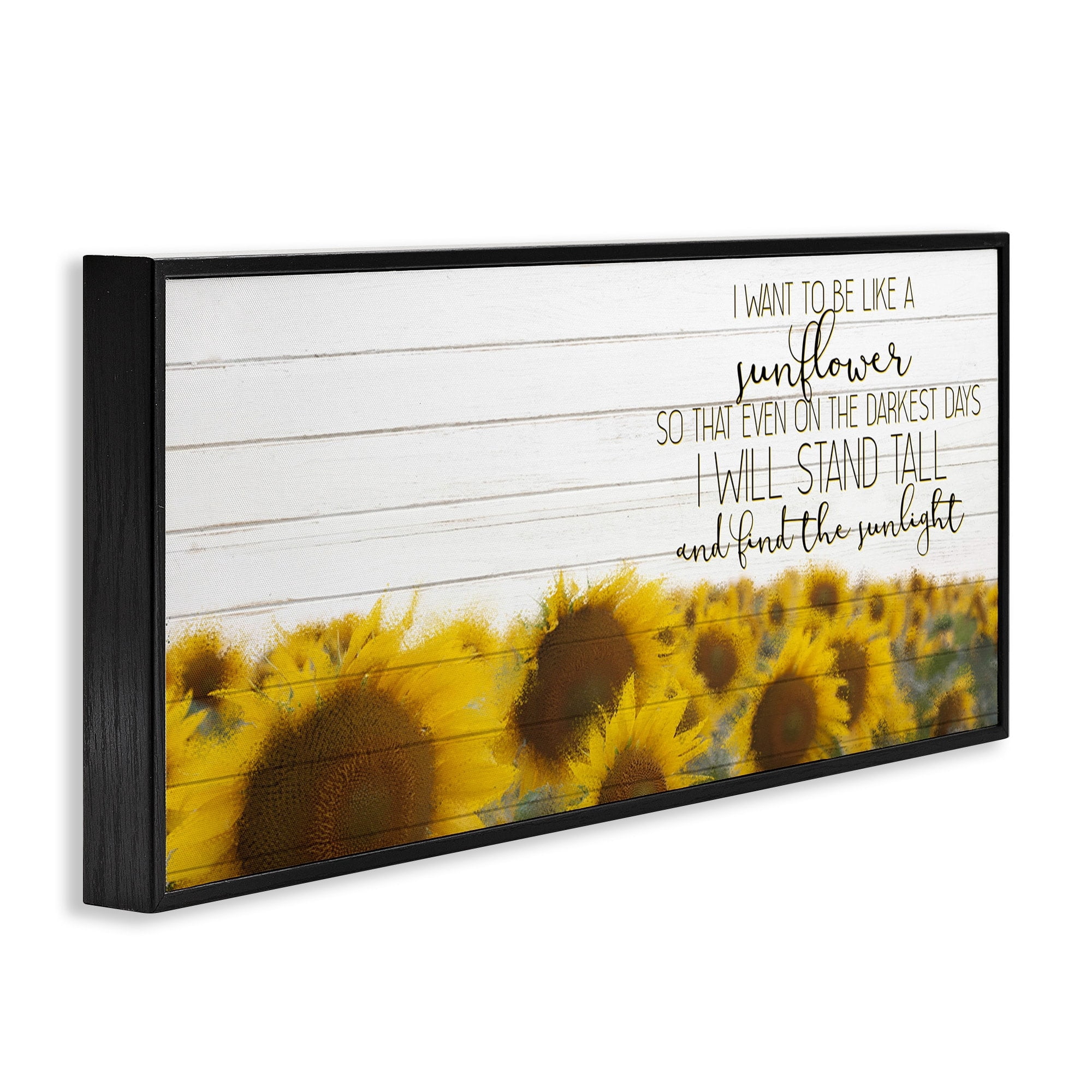 Stupell Industries Be Like A Sunflower Wood Texture Inspiring Word Design, 10 x 24,Design by Kimberly Allen
