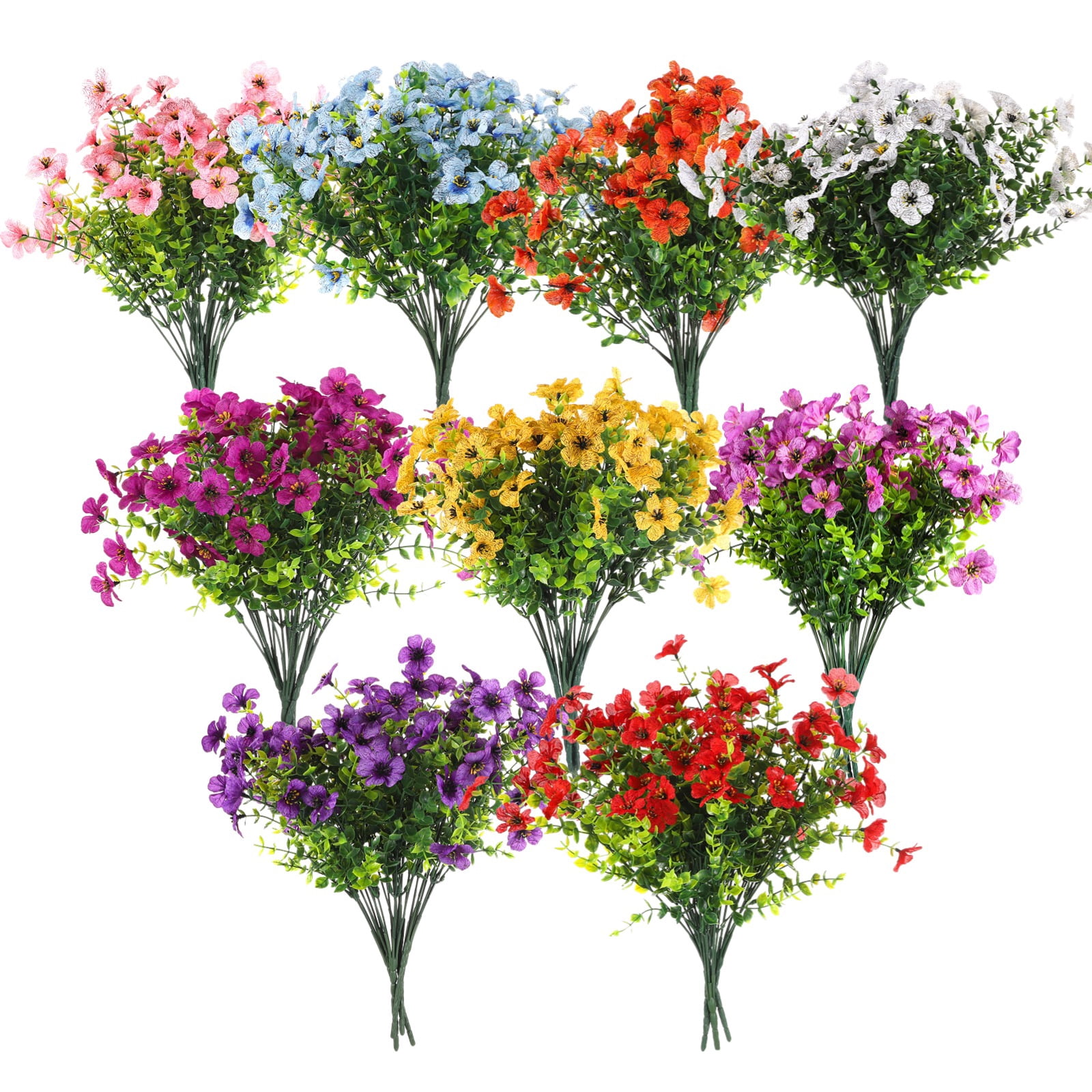 36 Bundles Artificial Flowers, Faux Violet Flower Bundles, Multi-Color Flower Arrangement, Realistic Decorative Fake Flowers for Home, Garden, Porch, Window Decoration, 9 Colors