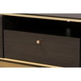 thumbnail image 6 of Baxton Studio Cormac Mid-Century Modern Transitional Dark Brown Finished Wood and Gold Metal 2-Door TV Stand, 6 of 7