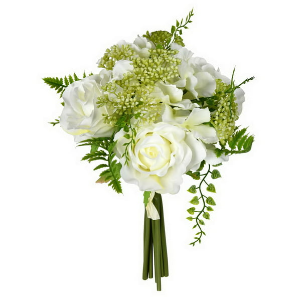 12'' White Rose Bouquet 2/Pk (FS190501) Home Office Flower Bundles
