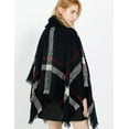 thumbnail image 3 of CoCopeaunt Women Pullover Shawl Wraps High Collar Loop Yarn Poncho Winter Plaid Sweater Cardigan Cape, 3 of 6