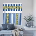 thumbnail image 6 of 3 Piece Kitchen Curtains and Valances Set Blue Stripes Lemon Cafe Curtains 36 Inch Length Spring Fruit Flowers Leaves Line Valance & Tier Curtain for Living Room Bedroom Window 54"x18"+27"x36"*2, 6 of 6