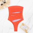 thumbnail image 5 of Wyongtao One Piece Swimsuit Women Wrap Tie Back 1 Piece Swimsuit Sexy Cutout High Cut Bathing Suits,Orange M, 5 of 8