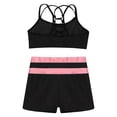 thumbnail image 4 of inhzoy Kids Girls 2PCs Athletic Tracksuits Raceback Crop Top with Shorts Gymnastic Workout Dancewear Activewear A Pink 8, 4 of 5