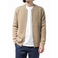 thumbnail image 3 of Men's Zip Up Cardigan Sweater Slim Fit Casual Full Zipper Sweaters Khaki XXL, 3 of 7
