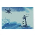 thumbnail image 2 of Lighthouse Cutting Board, Nostalgic Watercolors Gull Anchor Tower Nautical Theme, Decorative Tempered Glass Cutting and Serving Board, Large Size, Blue and White, by Ambesonne, 2 of 5