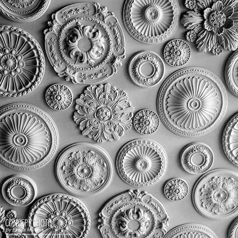 White Ceiling Medallion – Small Size, Polyurethane, Fits Up To 6 Inch Canopies, Classic Decor