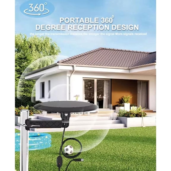 Vwvwave Outdoor TV Antenna w/ Accessories Included, with 160 Miles Reception Range