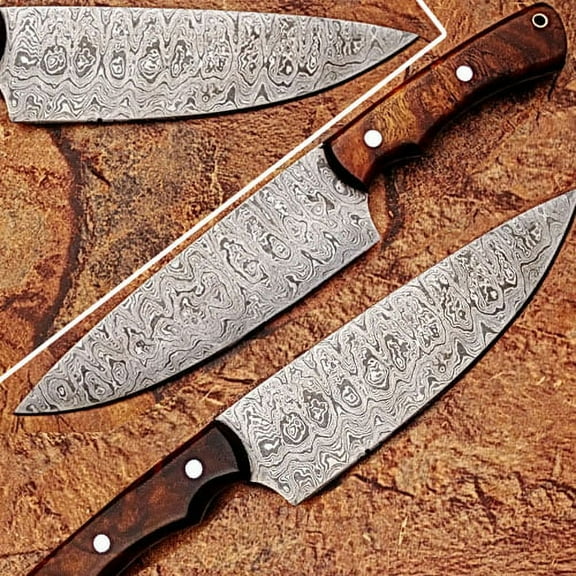 White Deer Damascus Cocco Bolo Wood Handle Chef Knife Kitchen Cutlery